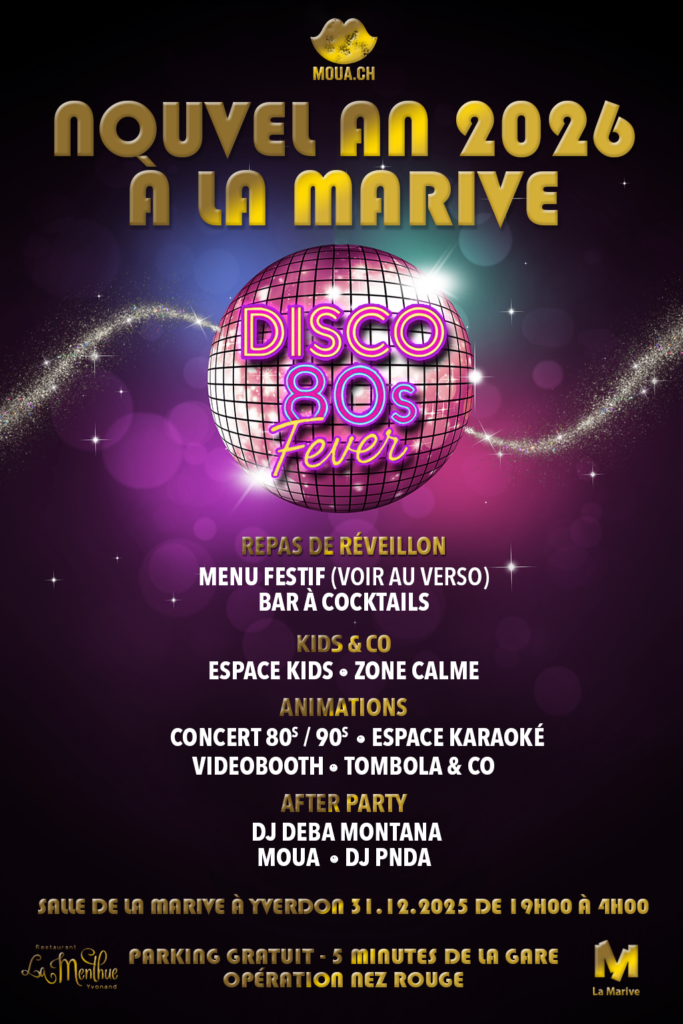 Nouvel An 2026 avec Moua à la Marive Yverdon Menu