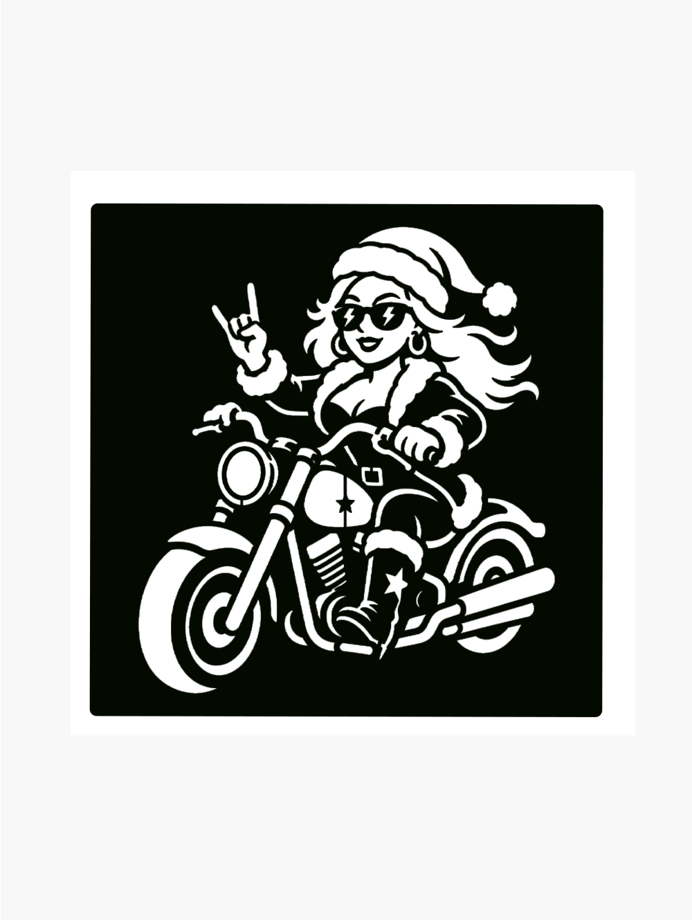 Pochoir, tatouage temporaire Mère Noël rock n roll à moto Pochoir, tatouage temporaire Mère Noël rock n roll à moto
